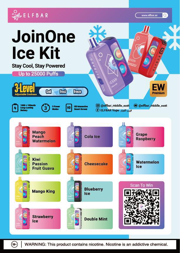 Elf Bar ew premium 25000 Puffs 50mg Nicotine Ice Adjustable Disposable Vape