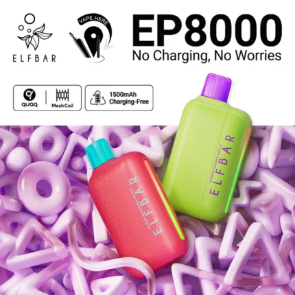 Elfbar ep 8000 Puffs 5%(50mg) None Rechargeable Disposable Vape
